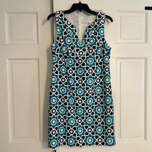 NWT Trina Turk Women's Blue/Black/White Shift Dress, Sz 6